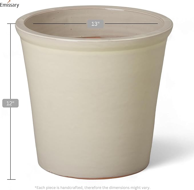 Emissary Round Stoneware Planter (Parent SKU 12012) (Cream, 13" D x 12" H)-Ruum Studio Home