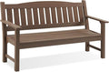Psilvam 3-Person Outdoor Memorial Bench, All-Weather Poly Lumber Garden Bench, Rot-Resistant Outdoor Patio Bench for Park,Porch,and Church(Brown)-Ruum Studio Home