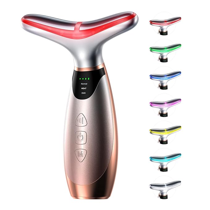 Facial Massager, 7 Colors Red Light Therapy for Face and Neck, Face Lift Device with 113°F Heating Vibration for Multi Skin Care-Ruum Studio Home