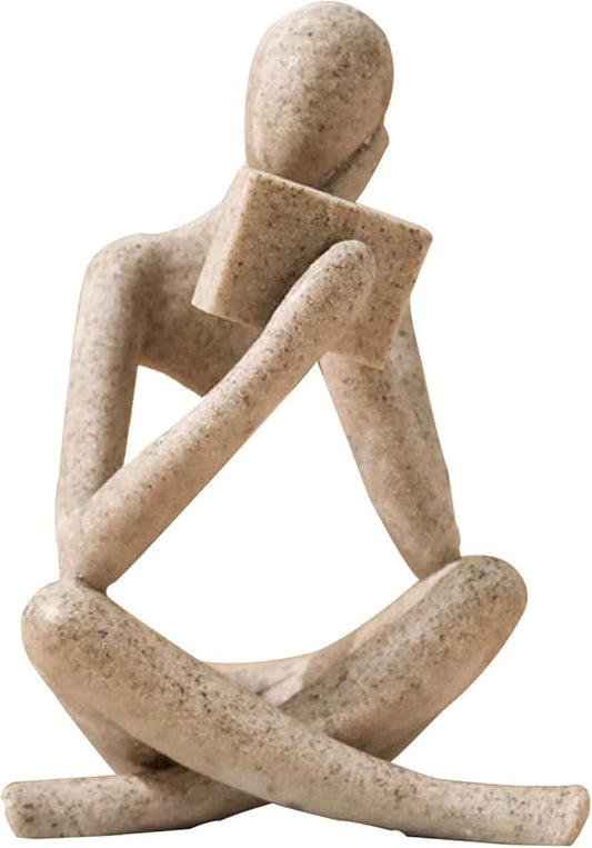 Bookshelf Decor Thinker Statue - Abstract Style Thinker Sculptures Modern Aesthetic Figurine Decoration Statues for Home Decor-Right Thinking-Sandstone-Ruum Studio Home