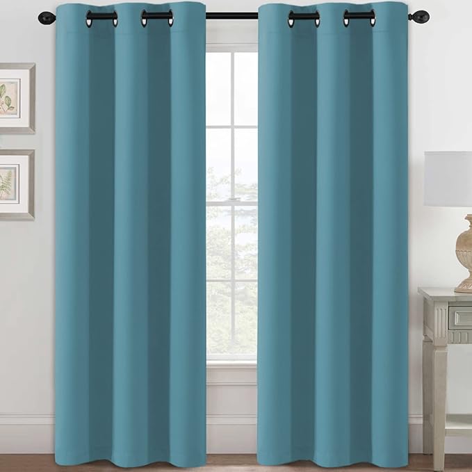 H.VERSAILTEX Blackout Curtains for Bedroom Thermal Insulated Room Darkening Living Room Curtains 84 Inch Long Grommet Privacy Protection Window Curtain Panels/Drapes for Nursery, 2 Panels, Storm Blue-Ruum Studio Home
