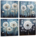 RUISHI Canvas Wall Art For Bathroom Abstract Dandelion Painting for Living Room Girls Bedroom Modern Abstract Flower Prints Artwork Home Office Decoration 12L x 12W-Ruum Studio Home