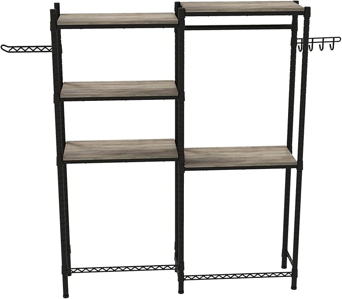 Double Row Over Washer and Dryer Storage Shelves, Laundry Room Organization and Storage, Heavy Duty Laundry Room Shelves, with Adjustable Height, 5-Tier-Ruum Studio Home