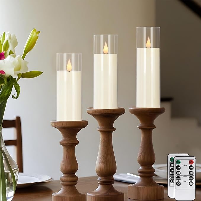 24-Pack Acrylic LED Flameless Pillar Candles with Remote & Timer, Battery Powered - Perfect for Indoor/Outdoor Decor,Wedding,BBQ and Gift - Easily Create a Magical Atmosphere.-Ruum Studio Home