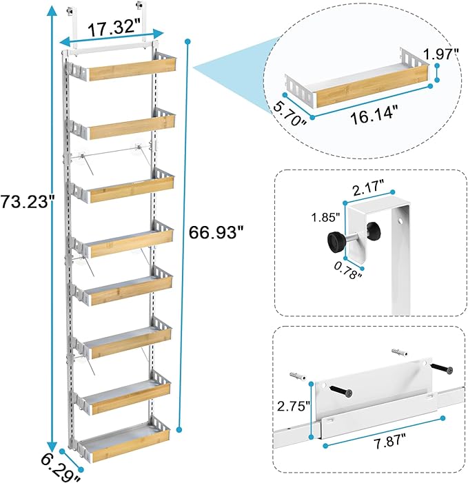 bukfen Over the Door Pantry Organizer 8-Tier Adjustable Basket Kitchen Pantry Door Organization and Storage, 2 in 1 Wall Mount or Hanging Heavy-Duty Metal Hanging Kitchen Spice Rack-Ruum Studio Home