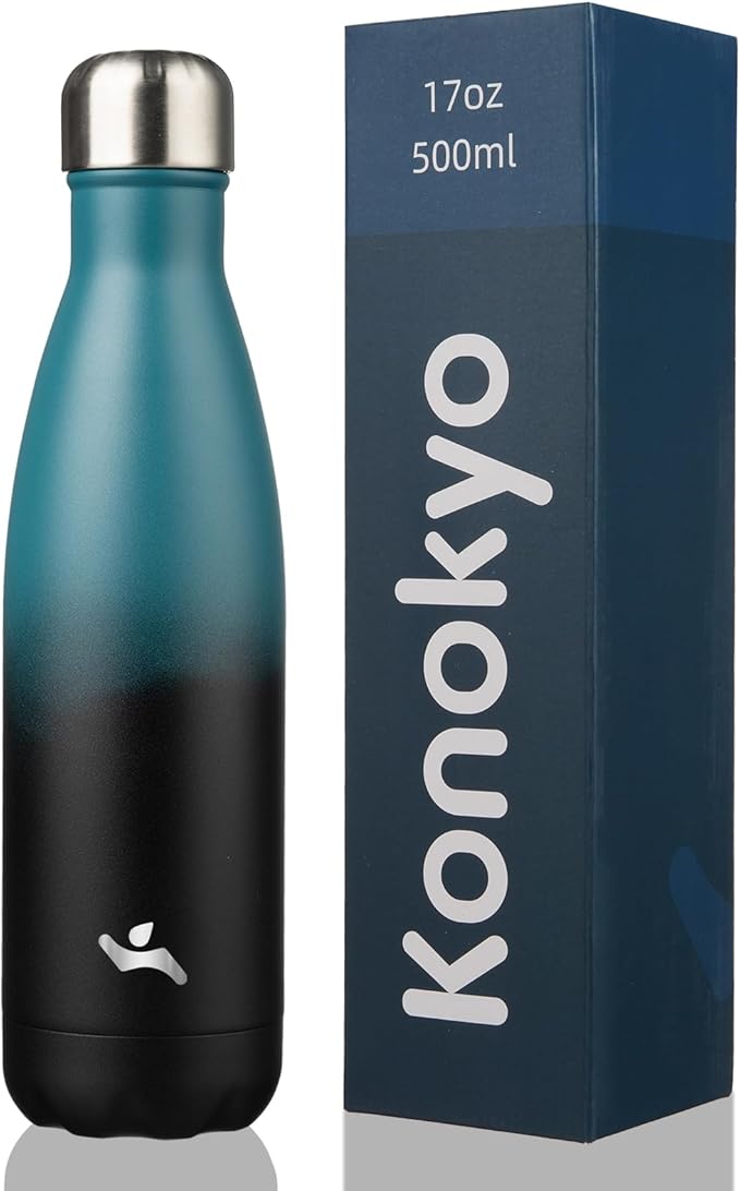 Insulated Water Bottles,17 oz Double Wall Stainless Steel Vacumm Metal Flask for Sports Travel,Indigo Black-Ruum Studio Home