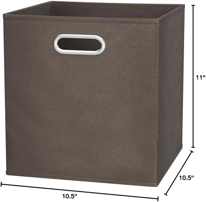 Amazon Basics Collapsible Cube Storage Organizer Bins, 6-Pack, 10.5 x 10.5 x 11 inches, Taupe-Ruum Studio Home