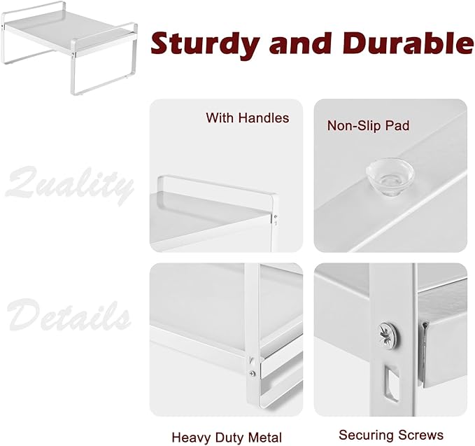 3 Pack Expandable Cabinet Shelf Organizer Kitchen Shelf Riser Stackable Pantry Shelves Kitchen Organizers and Storage Metal Spice Rack Countertop Organizer Cupboard Adjustable Shelfs Desk Rack Shelf-Ruum Studio Home