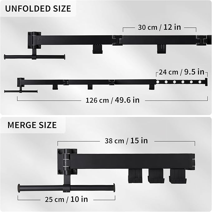 Wall Mounted Clothes Drying Rack,Drying Rack Clothing Wall Mount with Foldable Features(Tri-Fold),Space Saver,Wall Mounted Drying Rack for Laundry Balcony Bathroom (Black)-Ruum Studio Home