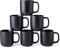 AmorArc 14oz Coffee Mugs Set of 6, Ceramic Coffee Mugs with Large Handle & Wavy Rim for Latte/Hot Cocoa/Tea, Stylish Coffee Mugs for Men Women. Oven,Dishwasher&Microwave Safe, Matte Black-Ruum Studio Home