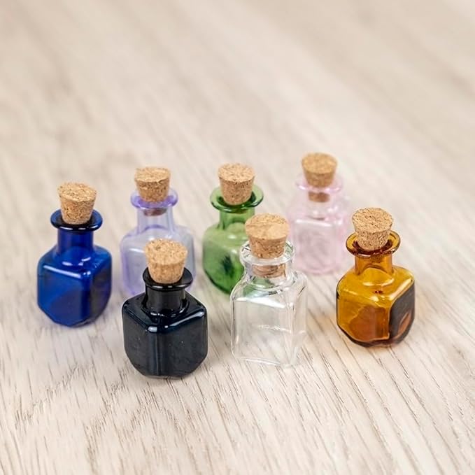 2ml Very Mini Rectangle Glass Color Bottles With Cork Colored Glass Bottles with Cork Stoppers Mix 7 Colors-Ruum Studio Home
