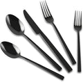 Stainless Steel Flatware Set Hand Forged 18/10 Silverware Set Mirror Black Cutlery Set with Cuboid Handle Matte Finished 20 Pieces Home Event Use Wedding Housewarming Gift Service for 4-Ruum Studio Home