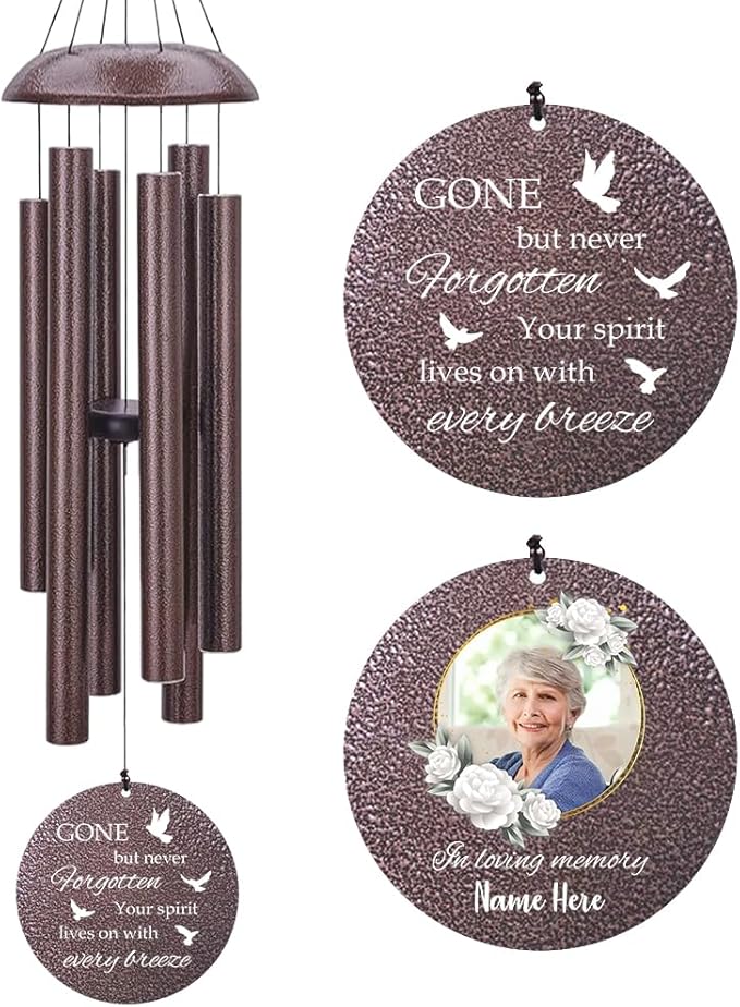 Personalized Sympathy Wind Chime, Memorial Wind Chimes in Memory of a Loved One Gift, Memorial Gifts Wind Chimes for Outside Patio Home or Garden Decor-Ruum Studio Home