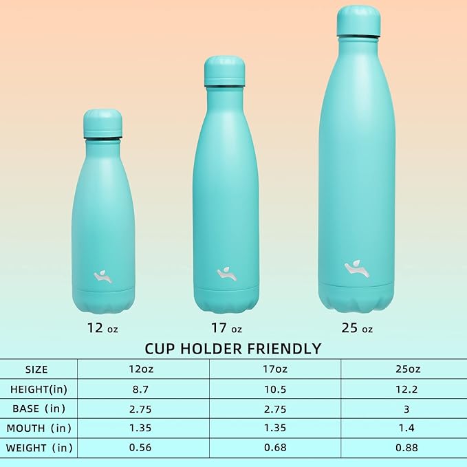 Insulated Water Bottles,17 oz Double Wall Stainless Steel Vacumm Metal Flask for Sports Travel,Turquoise-Ruum Studio Home