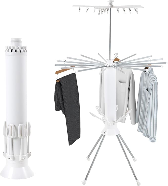 3 Tier Portable Clothes Drying Rackwith 4 Pulleys,Indoor and Outdoor Collapsible Rack Clothing with Shoe Drying Rack for Space Saving-Ruum Studio Home