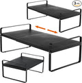 3 Pack Expandable Cabinet Shelf Organizer Kitchen Shelf Riser Stackable Pantry Shelves Kitchen Organizers and Storage Metal Spice Rack Countertop Organizer Cupboard Adjustable Shelfs Desk Rack Shelf-Ruum Studio Home