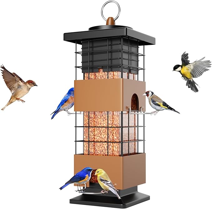 Auslar Bird Feeder, Metal Squirrel Proof Bird Feeders for Outdoors Hanging, 2.5LB Capacity Squirrel Proof Wild Bird Feeders for Outside and Garden Decoration Yard Decor-Ruum Studio Home