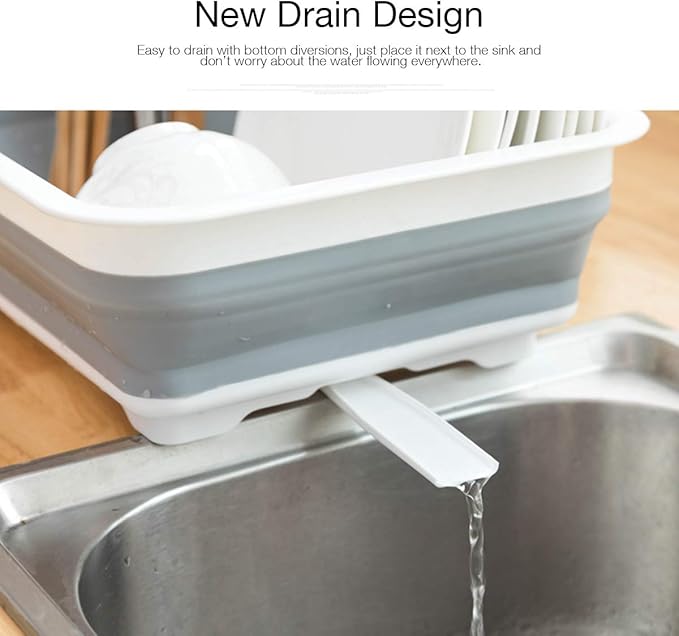 THANSTAR Collapsible Dish Drying Rack Portable Dinnerware Drainer Organizer for Kitchen RV Campers Travel Trailer Space Saving Kitchen Storage Tray-Ruum Studio Home