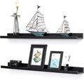 Black Floating Shelves 36 Inch Modern Picture Frame Shelf for Wall Picture Ledge Shelves with Lip Wooden Book Toy Shelves Set of 2 Bathroom Shelf Organizer for Living Room Bedroom Kitchen Wall Decor-Ruum Studio Home