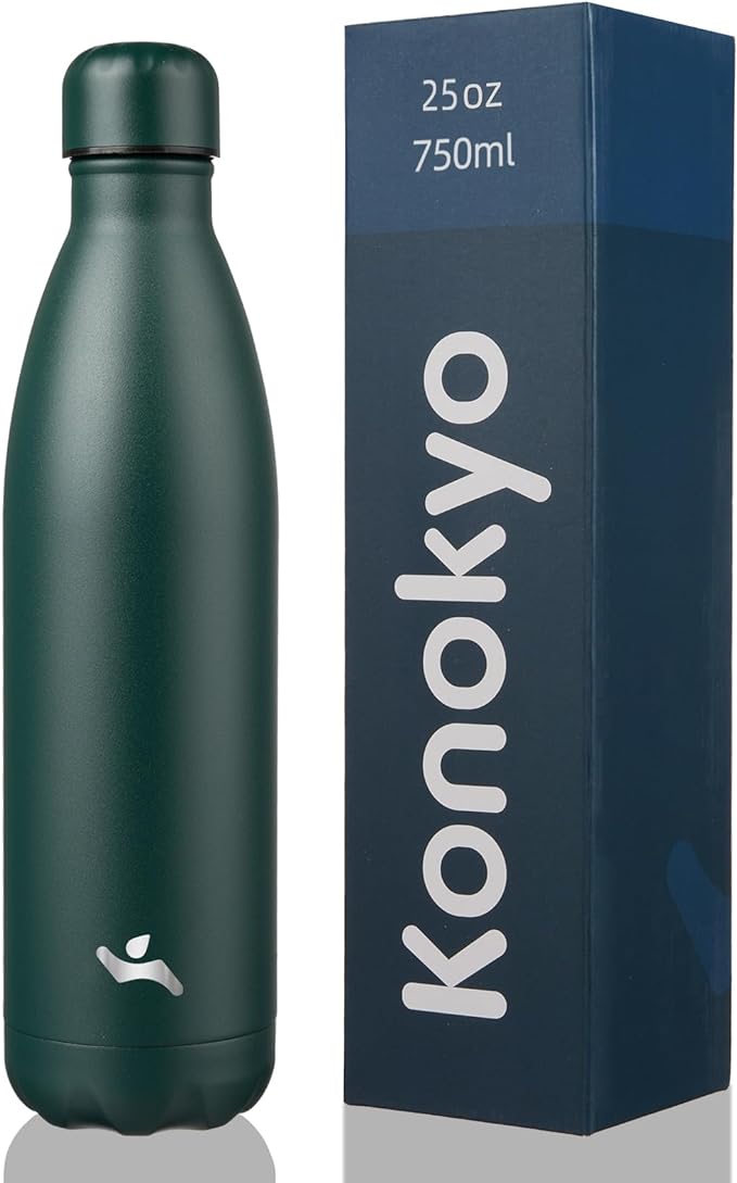 Insulated Water Bottles,25 oz Double Wall Stainless Steel Vacumm Metal Flask for Sports Travel,Army Green-Ruum Studio Home