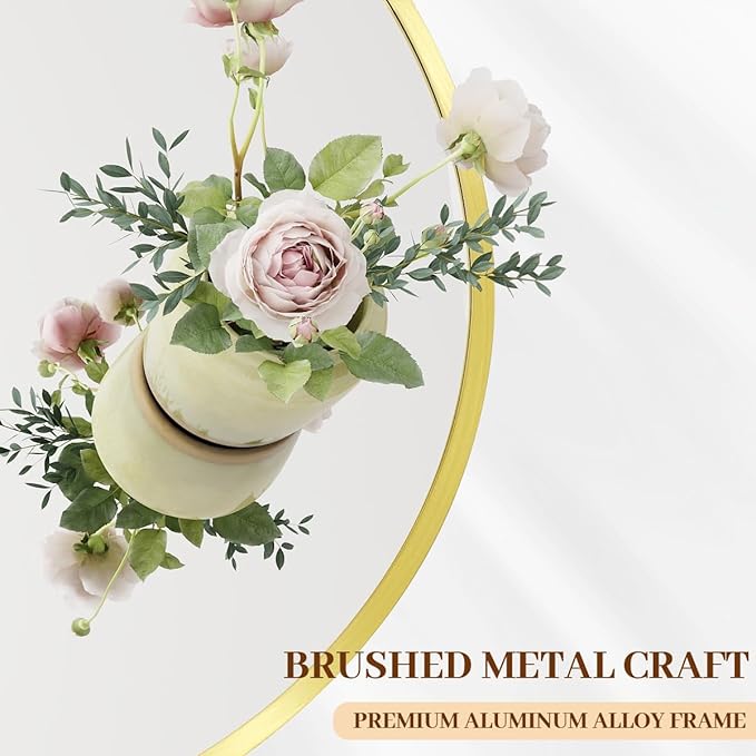 BEAUTYPEAK 42 Inch Round Mirror, Metal Frame Circle Mirror, Wall Mounted for Entryway, Bathroom, Vanity, Living Room, Gold-Ruum Studio Home