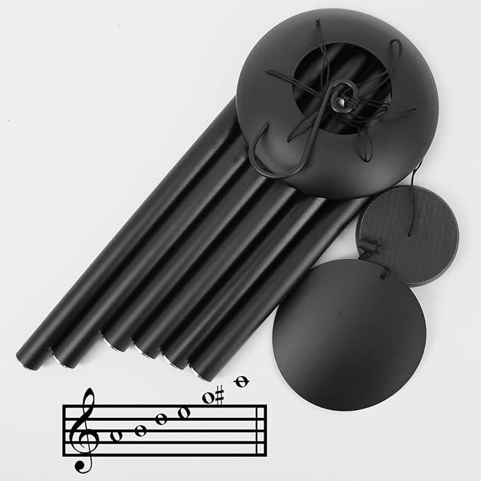 ASTARIN Outdoor Memorial Wind Chimes, 36 in with 6 Heavy Tubes, Deep Tone for Garden Hanging Decor, Sympathy Gifts. Black-Ruum Studio Home