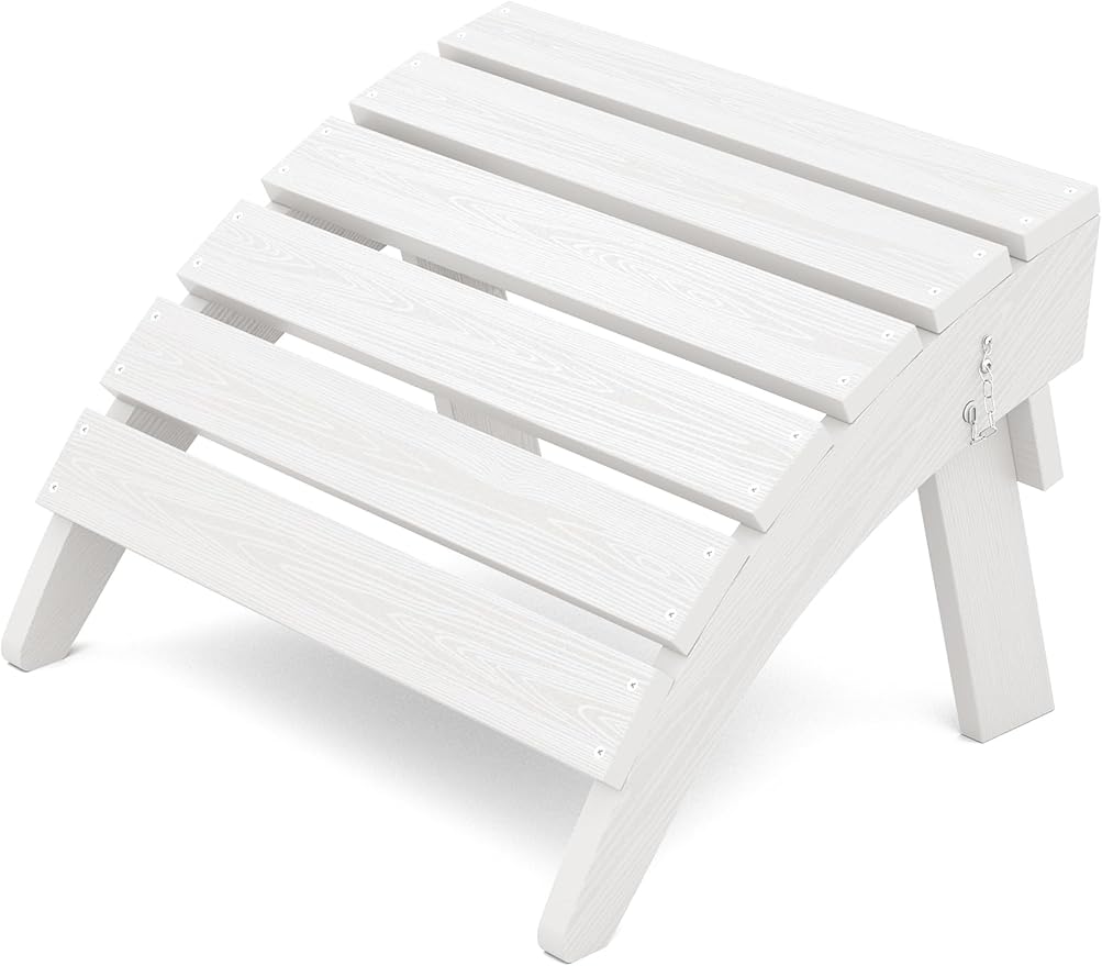 KINGYES Folding Adirondack Ottoman for Adirondack Chair, White-Ruum Studio Home