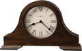Howard Miller Humphrey Mantel Clock, Roman Numerals Analog Dial with Quartz Movement Triangular Burl Overlays, Hampton Finish Aged Vintage Design for Home Decor, Bedroom & Living Room-Ruum Studio Home