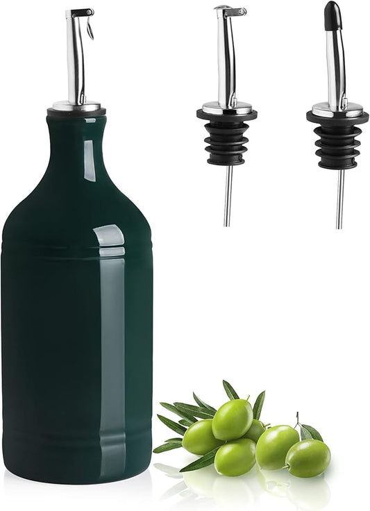 Sweejar Ceramic Olive Oil Dispenser Bottle, Opaque Oil Cruet Protects Oil, Suitable for Storage, Vinegar, Coffee Syrups & Other Liquids, 15.5 Fl Oz (Jade)-Ruum Studio Home
