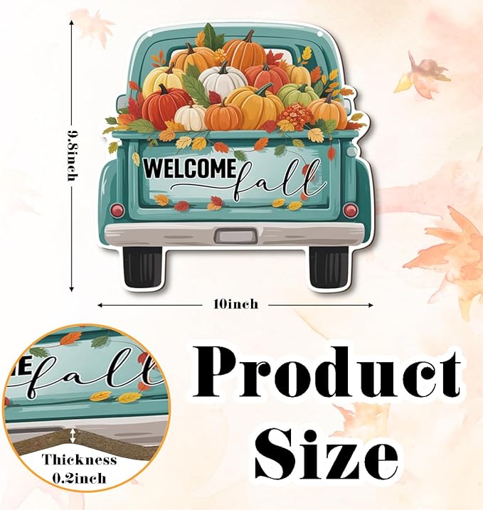 Welcome Fall Wood Hanging Truck Decoration, Autumn Wooden Signs, Rustic Thanksgiving Decoration, Home Interior And Exterior Decor, Autumn Harvest Thanksgiving Home Decor-Ruum Studio Home