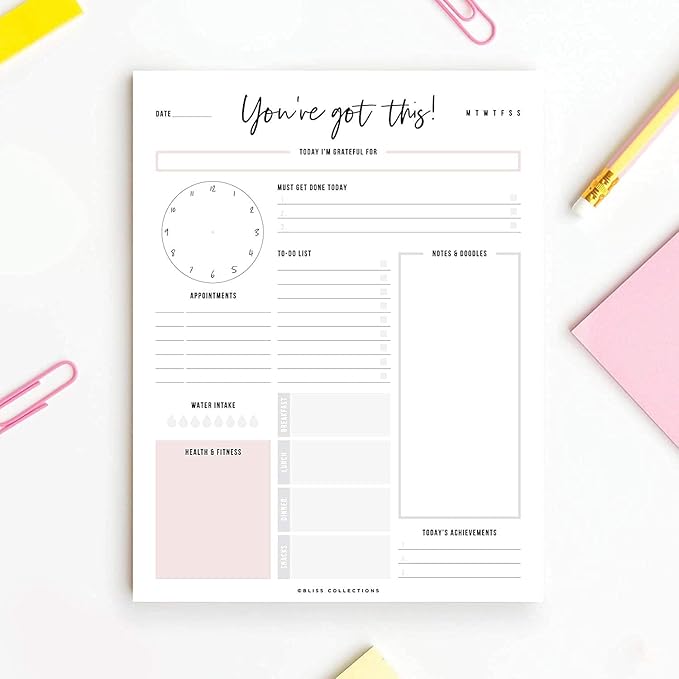 Boost Productivity with Undated Daily Planner - 50 Tear-Off Sheets - Goal Setting, Tasks & Notes - Organization & To-Do List (8.5 x 11)-Ruum Studio Home
