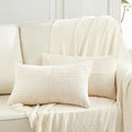 Fancy Homi 2 Packs Cream Lumbar Decorative Throw Pillow Covers 16x32 Inch for Living Room Couch Bed Sofa, Rustic Farmhouse Boho Home Decor, Soft Striped Corduroy Rectangle Accent Cushion Case 40x80 cm-Ruum Studio Home