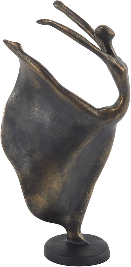 Deco 79 Polystone Dancer Decorative Sculpture Home Decor Statue, Accent Figurine 7" x 5" x 13", Brass-Ruum Studio Home
