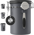 Veken Coffee Canister, Airtight Stainless Steel Kitchen Food Storage Container with Date Tracker and Scoop for Grounds Coffee, Beans, Tea, Flour, Cereal, Sugar, Cookies Jars, 22OZ Gray-Ruum Studio Home