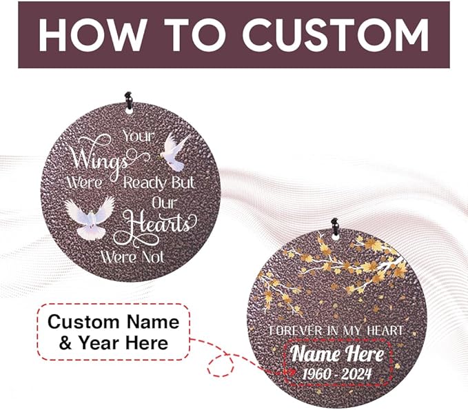 Sympathy Wind Chimes Personalized, Love Doves Wind Chimes for Loss of Loved Dad/Mom, Memorial Gifts Wind Chime for Funeral, in Loving Memory of Husband/Wife, Garden Outdoor Decor (36inch)-Ruum Studio Home