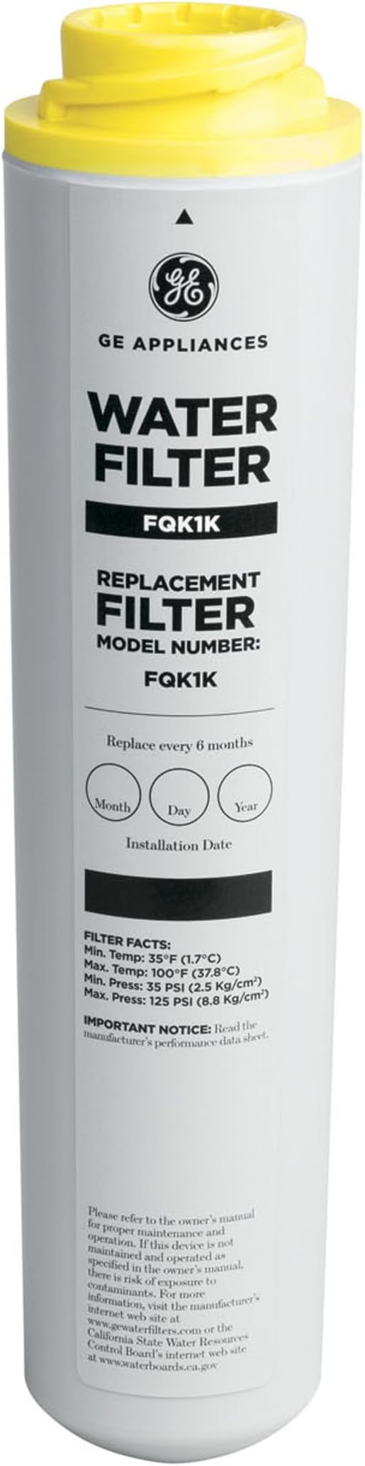 GE FQK1K Under Sink Water Filter | Replacement for Water Filtration System | Easy Install | Reduces Sediment, Rust & Other Impurities from Water | Replace Every 6 Months for Best Results | 1 Filter-Ruum Studio Home