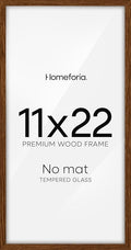 Homeforia 11x22 Newspaper Frame Brown, High End Dark Oak 11 x 22 Picture Frame Wood without Mat, 22x11 Wooden Walnut Poster Frames for Wall, 11 by 22 Display Frames, Tempered Glass, Wall Kit, Set of 1-Ruum Studio Home