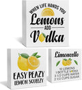 Summer Lemons Decor for Home Farmhouse Lemon Themed Tiered Tray Decor 3 Pcs Lemon Decorative Wood Box Signs Table Desk Shelf Kitchen Decoration-Ruum Studio Home