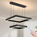 Modern Led Rectangle Chandelier for Dining Room, Dimmable Black Modern Chandelier with Remote, Adjustable Foyer Lighting Fixture-Ruum Studio Home