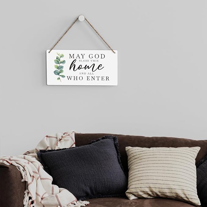 SENJIAN Christian Home Decor, Bless This Home Wall Decor, Modern Farmhouse Sign Scripture Printed Wood Sign Wall Art Religious Decoration for Office Bathroom Bedroom-Ruum Studio Home