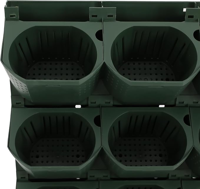 36 Pockets Hanging Planter Bags, Vertical Wall Mounted Plant Planting Grow Bags, Stackable Wall Planter with Timer, Self Watering Hanging Planters for Outdoor Indoor Garden-Green-Ruum Studio Home