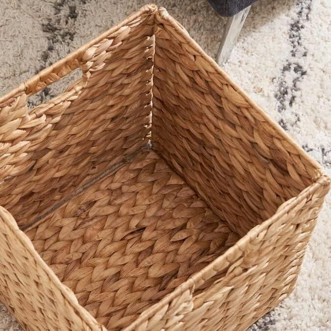 12 x 12in Water Hyacinth Storage Baskets, Wicker Storage Baskets for Shelves, Woven Baskets for Storage, Wicker Storage Basket for Bedroom, Living Room, Nursery Room (Natural 6 Packs 12x12in)-Ruum Studio Home