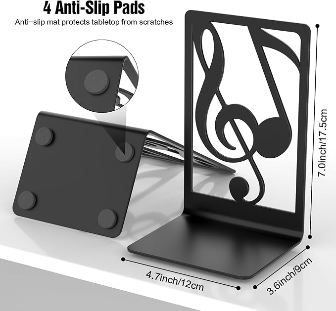 Book Ends for Shelves and Heavy Books - Metal Bookends Black 3 Pair, Shelf Holder Home Decorative, Stoppers for Kitchen Cooking Lover Gifts-Ruum Studio Home