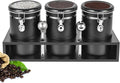 Yangbaga 3x63OZ Sugar Coffee Canisters with Shelf, 304 Stainless Steel Coffee Station Container for Ground Coffee Bean Storage with Airtight Locking Clamp&Scoop, Cereal Containers Storage for Kitchen-Ruum Studio Home
