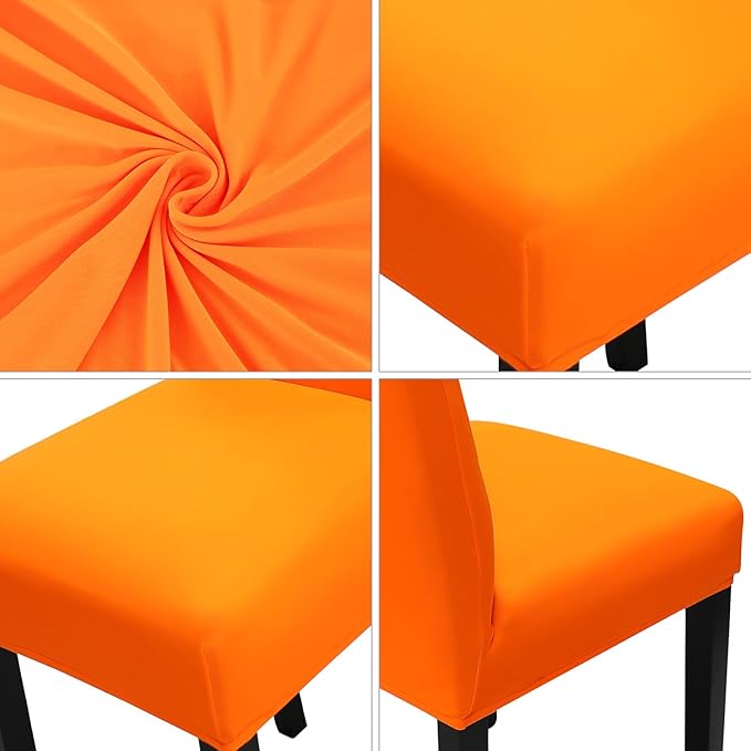 JQinHome Dining Chair Slipcover, High Stretch Removable Washable Chair Seat Protector Cover Set of 2,Chair Covers for Halloween Dining Room, Kitchen,Home Party,Wedding Ceremony(Orange, 2PC)-Ruum Studio Home