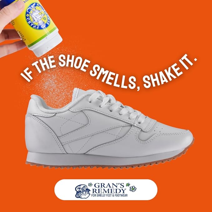 Gran's Remedy Shoe Deodorizer and Foot Powder for Smelly Feet - Effective Shoe Odor Eliminator in Travel Size - Absorbs Sweat and Moisture for Shoes and Feet - Unscented-Ruum Studio Home