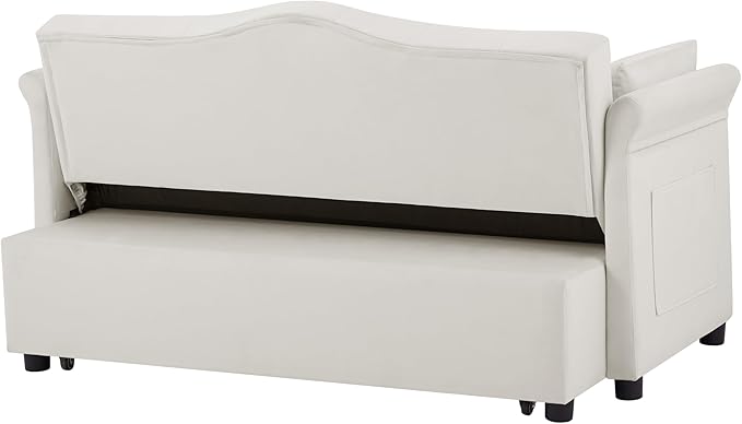 58" Velvet Sofa Bed, 3-in-1 Convertible Pull-Out Sleeper Sofa & Couch with Storage Bag and Adjustable Backrest,Perfect for Small Spaces, Living Room, or Office-Ruum Studio Home