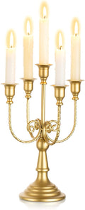 Sziqiqi Gold Candlestick Holder Candelabra - Taper Candle Holders for Wedding Centerpiece 5-Arms Candle Stick Stands for Candlelight Dinner Table Christmas Mantel Festivals-Ruum Studio Home