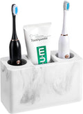 Luxspire Toothbrush Holder, 3 Slots Electric Toothbrush and Toothpaste Holder, Bathroom Countertop Storage Bathroom Accessories Toothbrush Stand for Vanity Counter Organizer Caddy - Gravel White-Ruum Studio Home