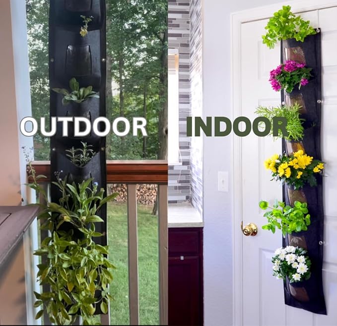 Hanging Planter Bags, Vertical Garden Planting Wall Gardening Grow Bag, 6 Pockets Large Wall Planter - Indoor Outdoor Plants Flowers Herbs, Waterproof Reusable-Ruum Studio Home